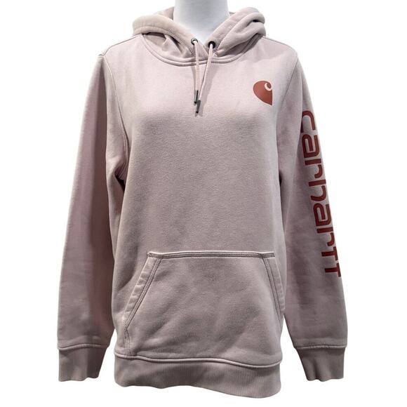 Carhartt Sweaters - Carhartt Iconic Clarksburg Logo Sweater Hoodie Blush Pink Women Large Cozy
